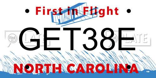GET38E North Carolina License Plate