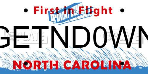 GETND0WN North Carolina License Plate