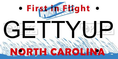 GETTYUP North Carolina License Plate