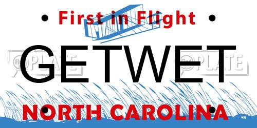GETWET North Carolina License Plate