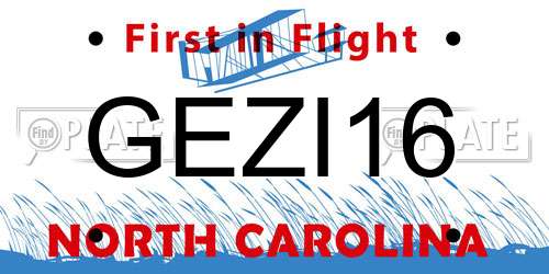 GEZI16 North Carolina License Plate