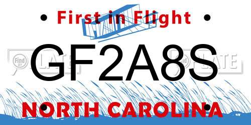GF2A8S North Carolina License Plate