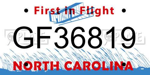 GF36819 North Carolina License Plate