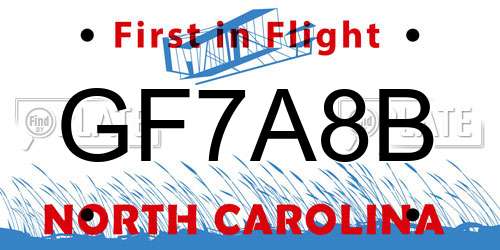 GF7A8B North Carolina License Plate