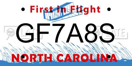 GF7A8S North Carolina License Plate