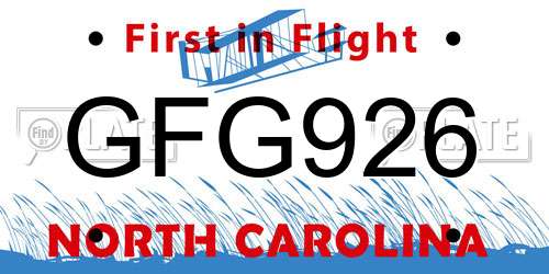 GFG926 North Carolina License Plate