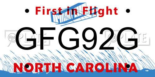 GFG92G North Carolina License Plate