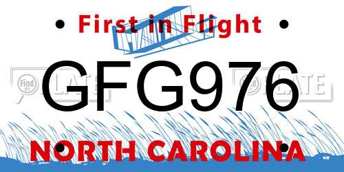 GFG976 North Carolina License Plate