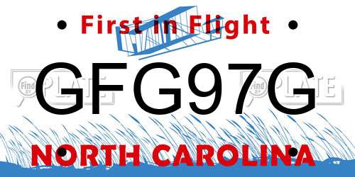 GFG97G North Carolina License Plate
