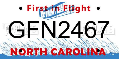 GFN2467 North Carolina License Plate