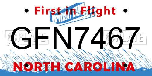 GFN7467 North Carolina License Plate