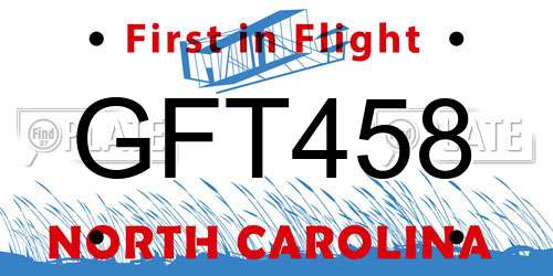 GFT458 North Carolina License Plate