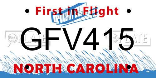 GFV415 North Carolina License Plate
