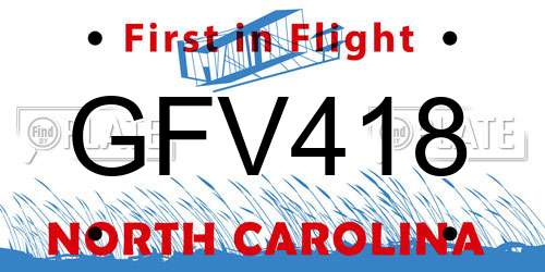 GFV418 North Carolina License Plate