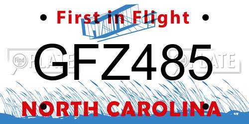 GFZ485 North Carolina License Plate