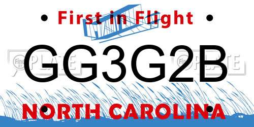 GG3G2B North Carolina License Plate