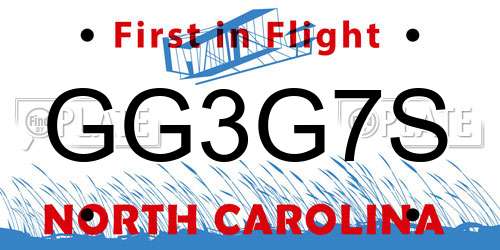 GG3G7S North Carolina License Plate