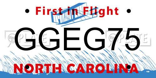 GGEG75 North Carolina License Plate
