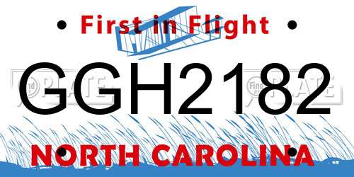 GGH2182 North Carolina License Plate