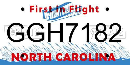 GGH7182 North Carolina License Plate