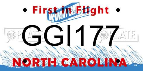 GGI177 North Carolina License Plate