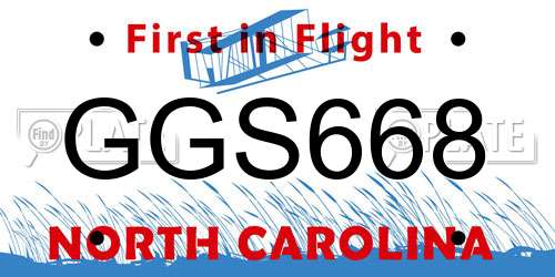 GGS668 North Carolina License Plate