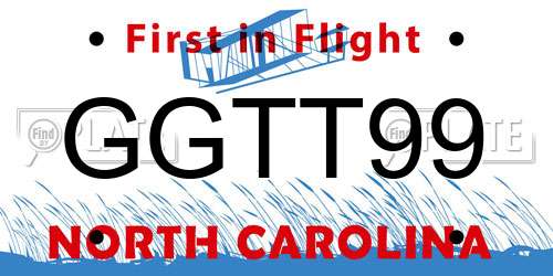 GGTT99 North Carolina License Plate