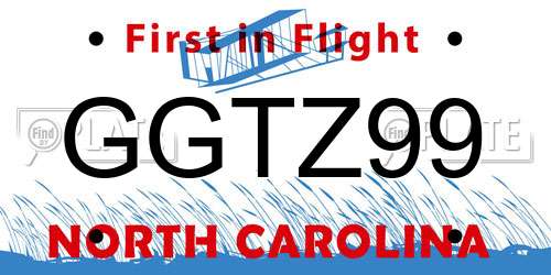 GGTZ99 North Carolina License Plate