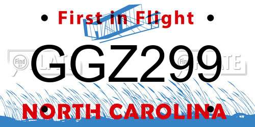GGZ299 North Carolina License Plate