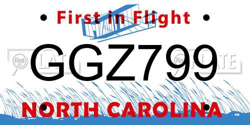 GGZ799 North Carolina License Plate