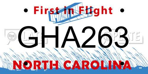 GHA263 North Carolina License Plate