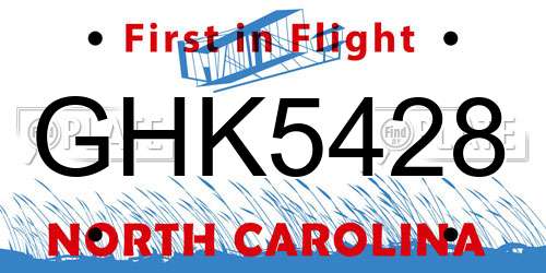 GHK5428 North Carolina License Plate