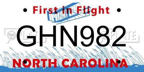 GHN982 North Carolina License Plate