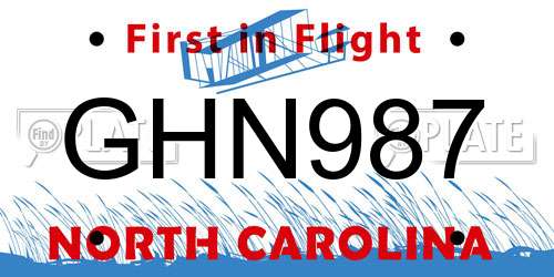 GHN987 North Carolina License Plate