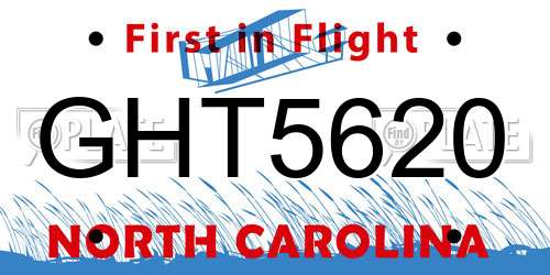 GHT5620 North Carolina License Plate