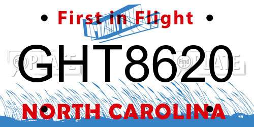 GHT8620 North Carolina License Plate
