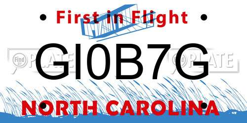 GI0B7G North Carolina License Plate