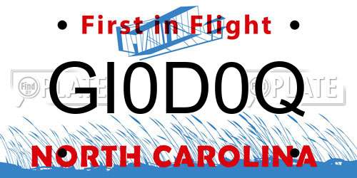 GI0D0Q North Carolina License Plate