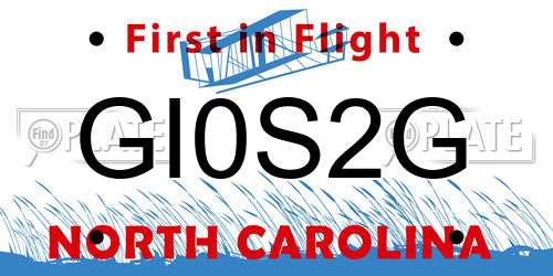 GI0S2G North Carolina License Plate