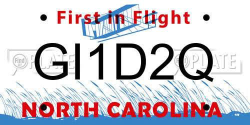 GI1D2Q North Carolina License Plate