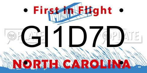 GI1D7D North Carolina License Plate