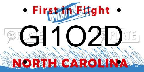 GI1O2D North Carolina License Plate