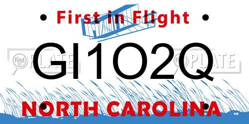 GI1O2Q North Carolina License Plate