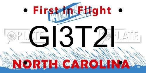 GI3T2I North Carolina License Plate