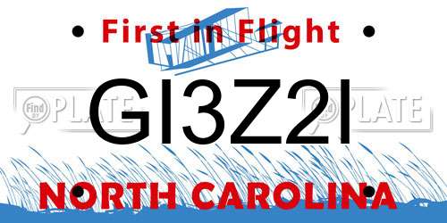 GI3Z2I North Carolina License Plate
