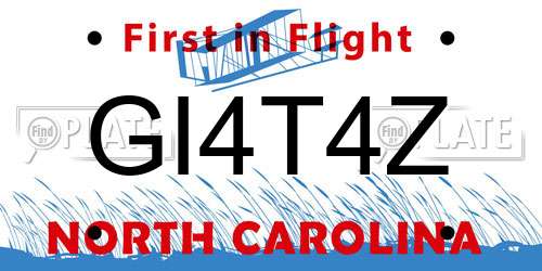 GI4T4Z North Carolina License Plate