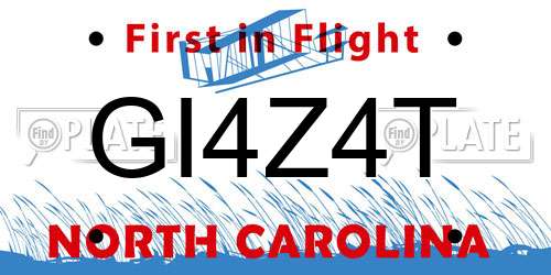 GI4Z4T North Carolina License Plate