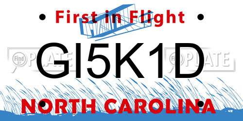 GI5K1D North Carolina License Plate