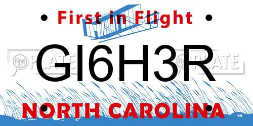 GI6H3R North Carolina License Plate