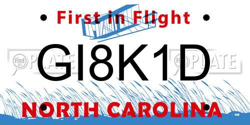 GI8K1D North Carolina License Plate